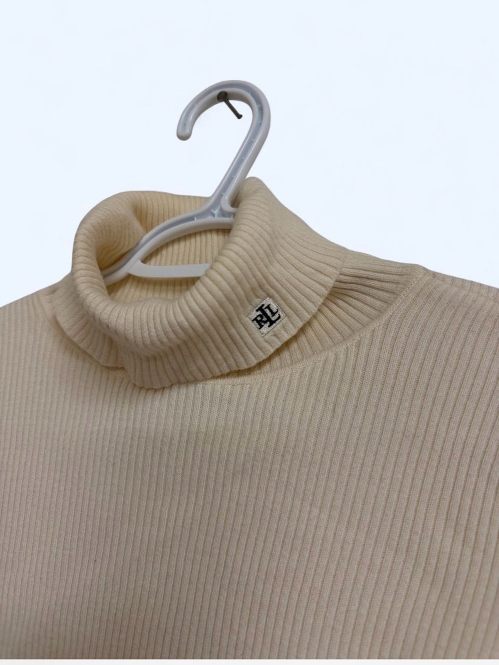 Ralph Lauren Cream Ribbed Turtleneck Sweater